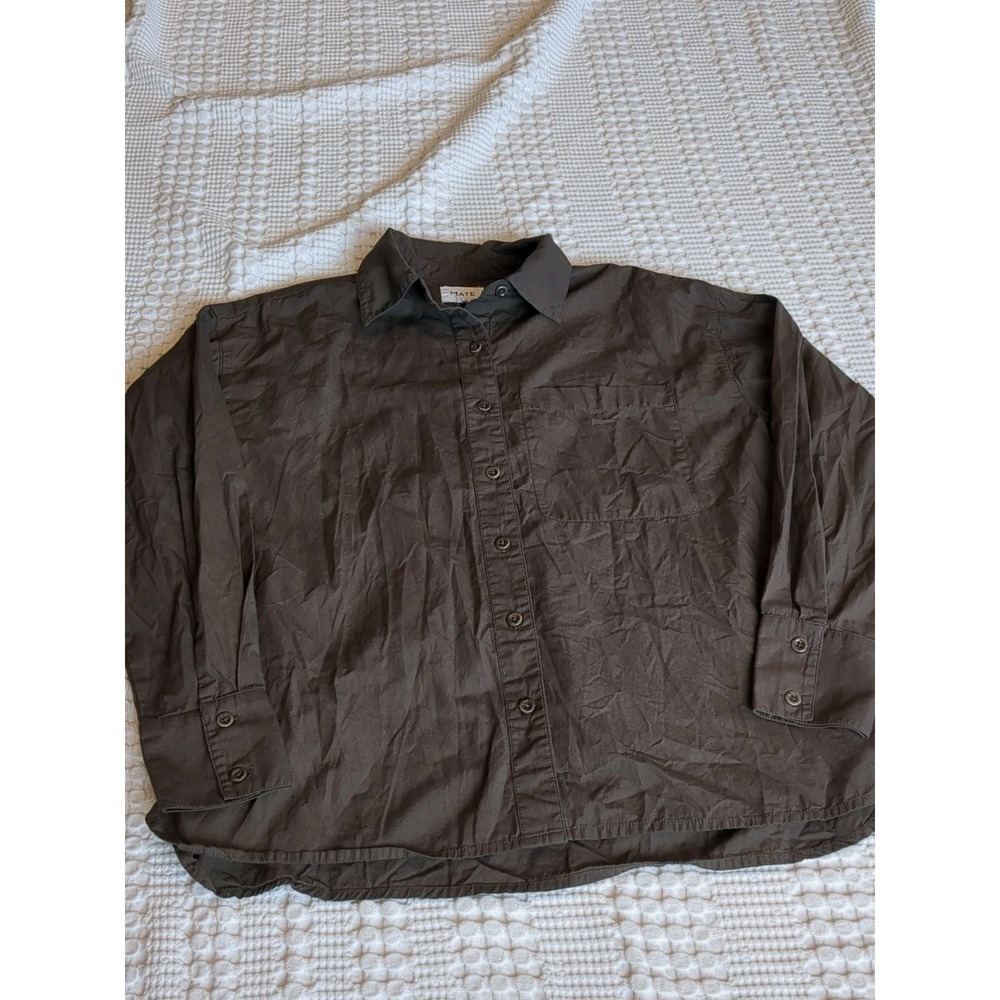 Mate The Label Oversized Long Sleeve Button-up Top Size XS Brown